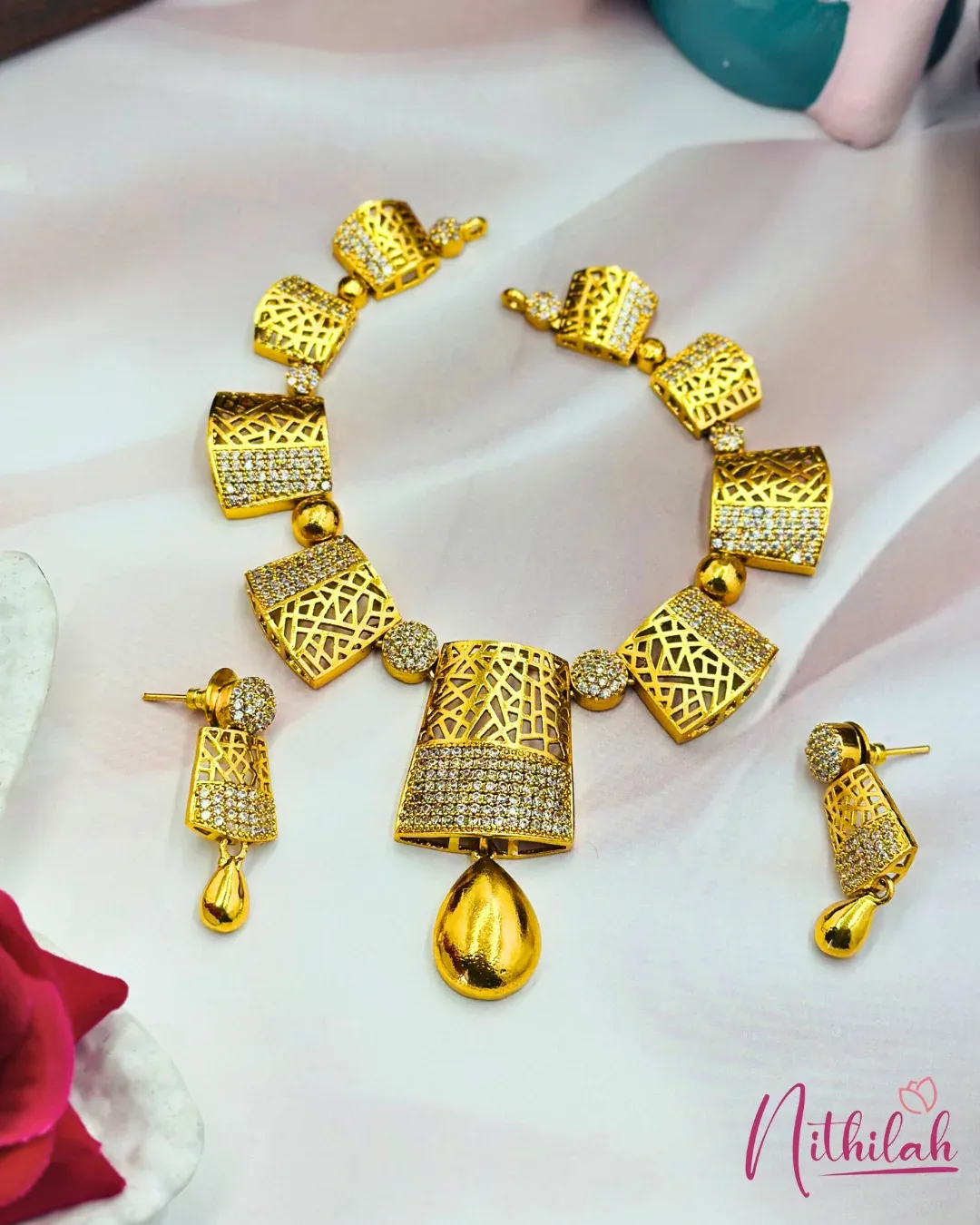 Gold-Plated Statement Necklace Set